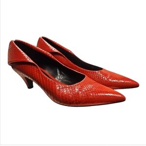 CALVIN KLEIN 205W39NYC | Red Snakeskin Kitten Heels US 10